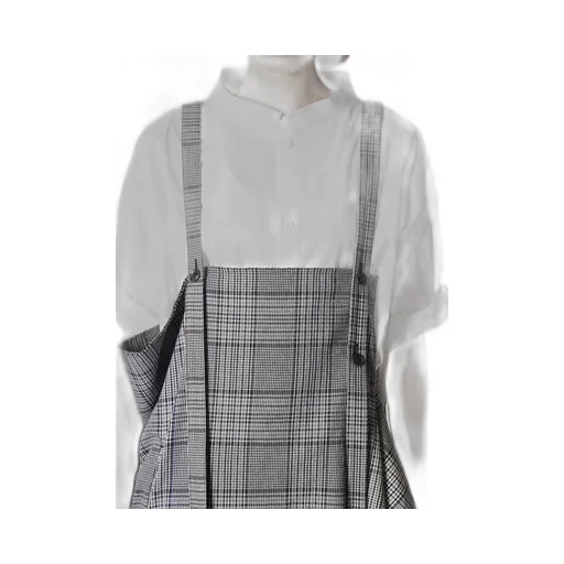 Grid Plaid Square Shoulder Strap Dress
