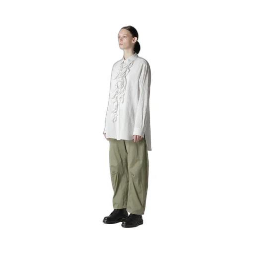 Cotton Voile Untrimmed Frill Stripe Blouse