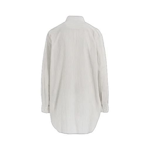 Cotton Voile Untrimmed Frill Stripe Blouse
