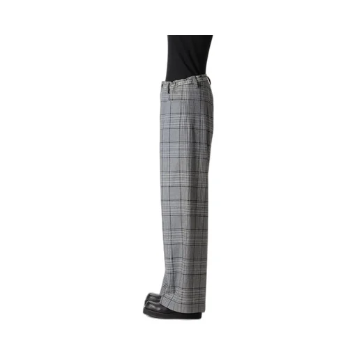 Grid Plaid Long Straight Pants