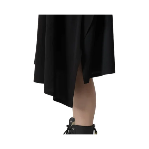 Crepe De Chine/6Oz Denim Asymmetric Half Sleeve Dress