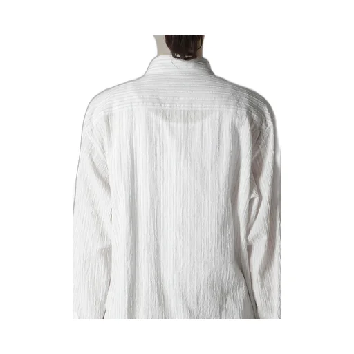 Cotton Voile Untrimmed Frill Stripe Blouse