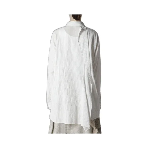 Cotton Voile Back-Side Cloth Stripe Blouse