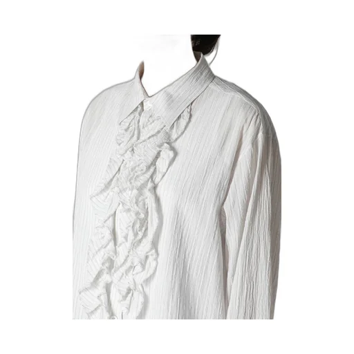Cotton Voile Untrimmed Frill Stripe Blouse