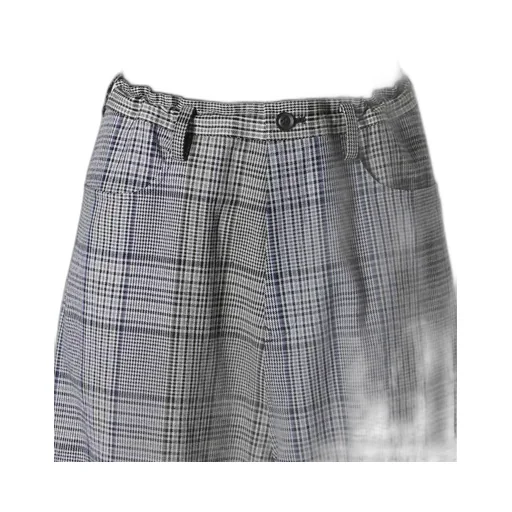 Grid Plaid Long Straight Pants