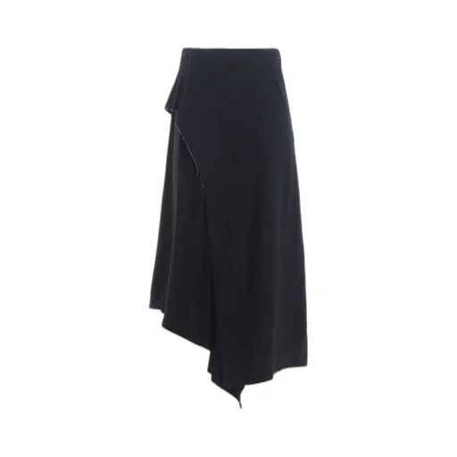 Crepe De Chine/6Oz Denim Left Flare Skirt
