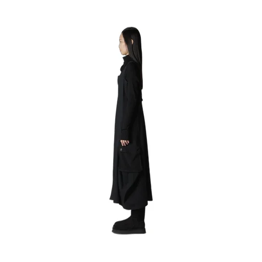 Crepe De Chine/6Oz Denim Work Dress With Pocket