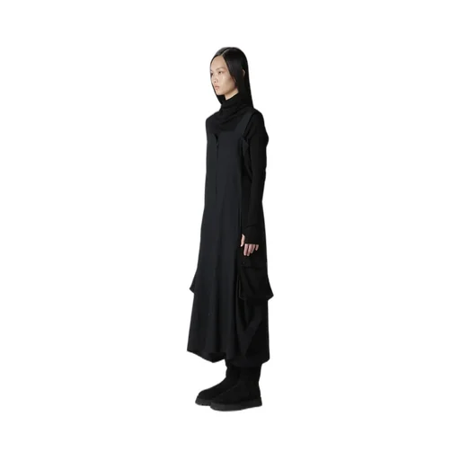 Crepe De Chine/6Oz Denim Work Dress With Pocket