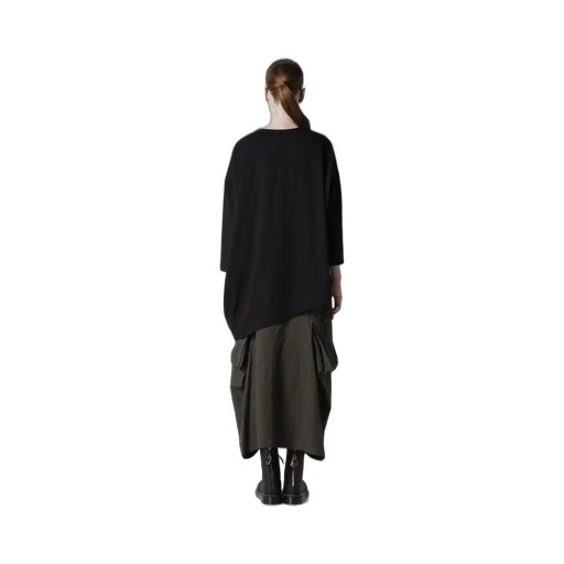 Cotton Jersey Animal Print Asymmetry Drape T