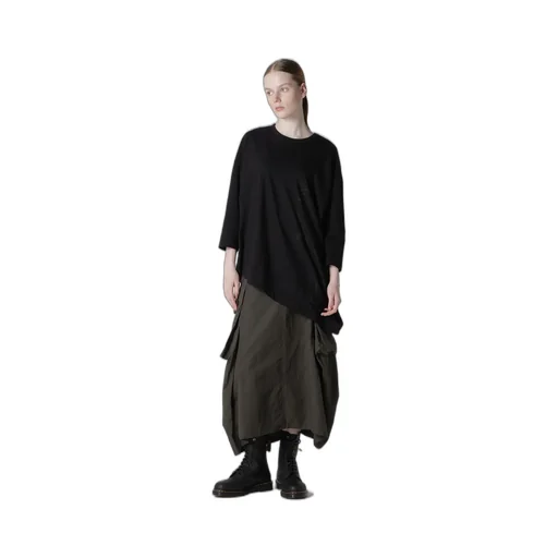 Cotton Jersey Animal Print Asymmetry Drape T