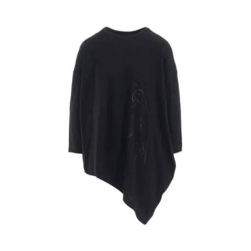 Cotton Jersey Animal Print Asymmetry Drape T