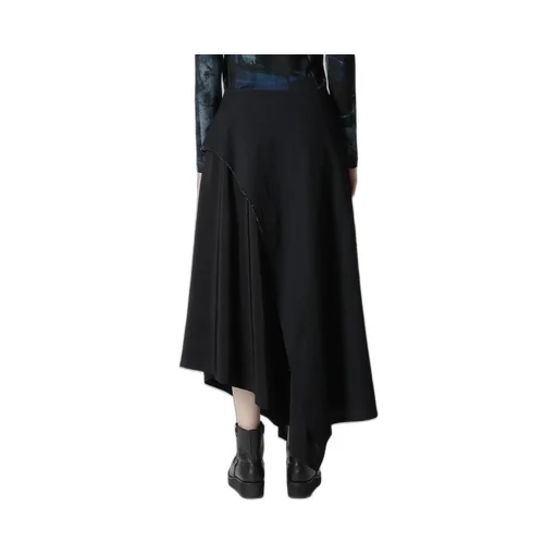 Crepe De Chine/6Oz Denim Left Flare Skirt