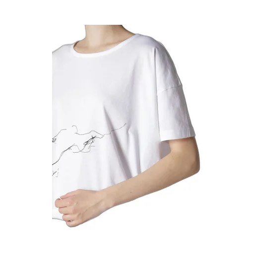 Cotton Jersey Animal Print Cropped Half Sleeve T