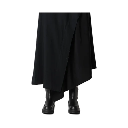 Crepe De Chine/6Oz Denim Left Flare Skirt