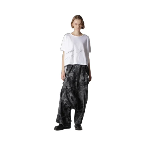 Cotton Jersey Animal Print Cropped Half Sleeve T