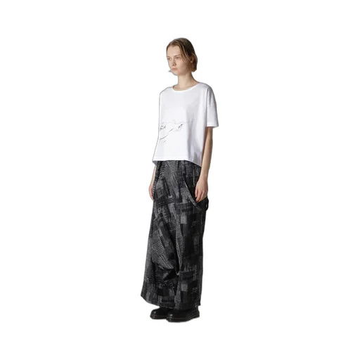 Cotton Jersey Animal Print Cropped Half Sleeve T