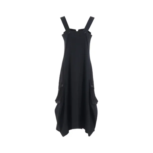 Crepe De Chine/6Oz Denim Work Dress With Pocket