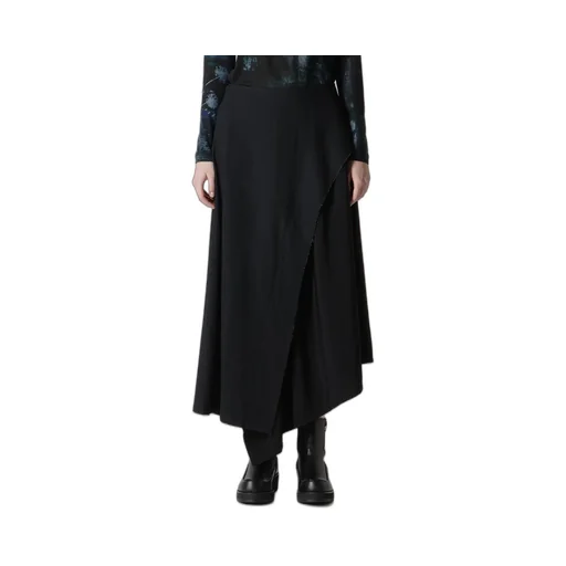 Crepe De Chine/6Oz Denim Left Flare Skirt