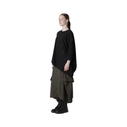 Cotton Jersey Animal Print Asymmetry Drape T
