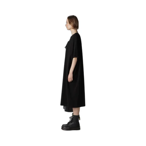 Crepe De Chine/Cotton Jersey Combination Half Sleeve Dress