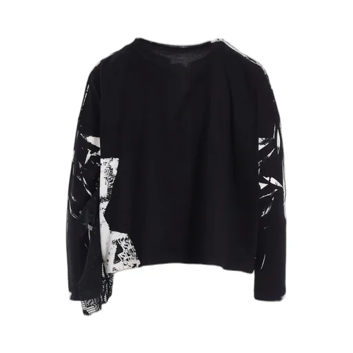 Cotton Lace/Print Side Pocket Cropped Cardigan
