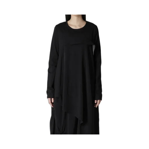 Crepe De Chine/Cotton Jersey Combination Long Sleeeve T