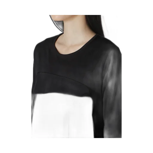 Crepe De Chine/Cotton Jersey Combination Long Sleeeve T