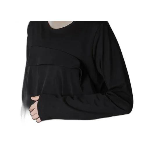 Crepe De Chine/Cotton Jersey Combination Long Sleeeve T