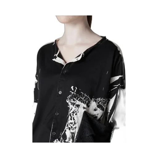 Cotton Lace/Print Side Pocket Cropped Cardigan
