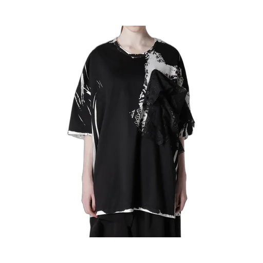 Cotton Lace/Print Big Pocket Pullover