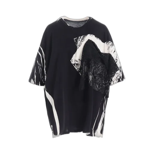 Cotton Lace/Print Big Pocket Pullover