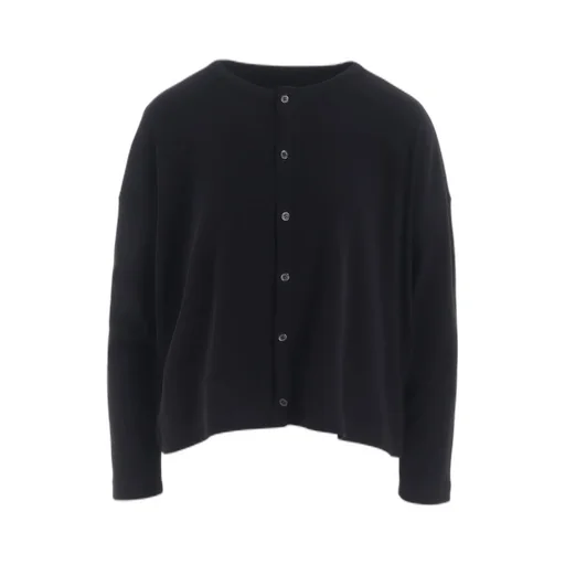 Hard-Twist Cropped Round Neck Cardigan