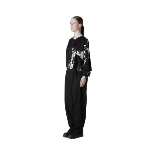 Cotton Lace/Print Side Pocket Cropped Cardigan