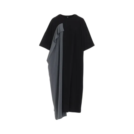 Crepe De Chine/Cotton Jersey Combination Half Sleeve Dress
