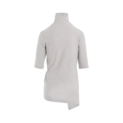 Hard-Twist Asymmetric High Neck Half Sleeve T