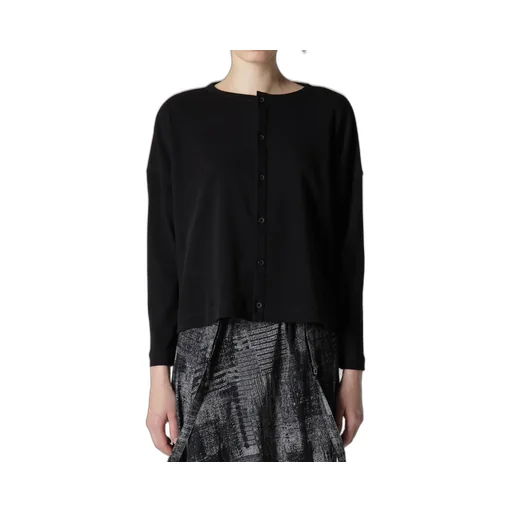 Hard-Twist Cropped Round Neck Cardigan