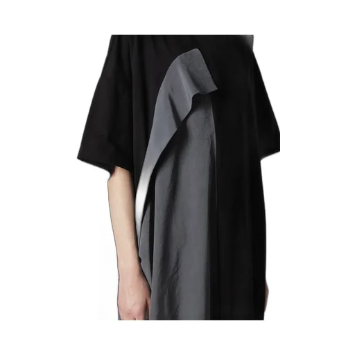 Crepe De Chine/Cotton Jersey Combination Half Sleeve Dress