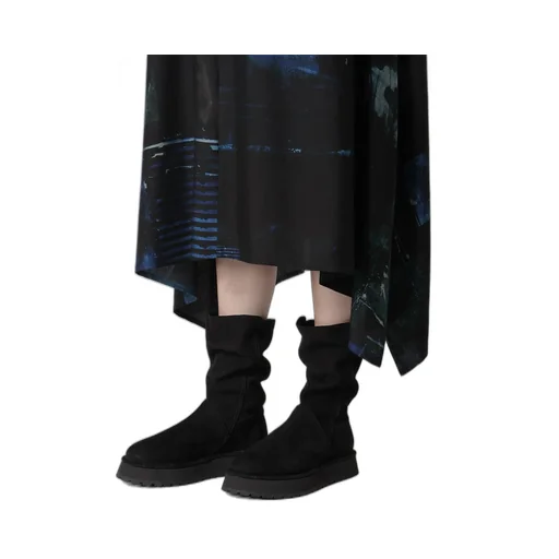 Nubuck Leather Slip-On Boots
