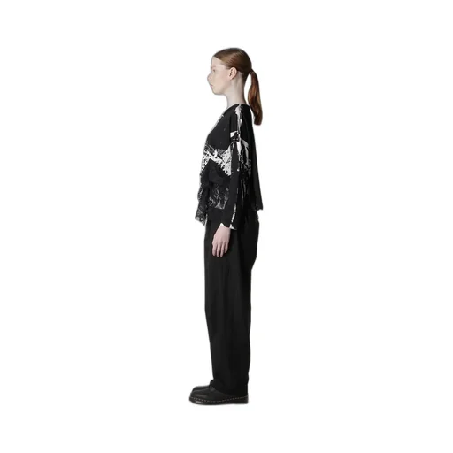 Cotton Lace/Print Side Pocket Cropped Cardigan