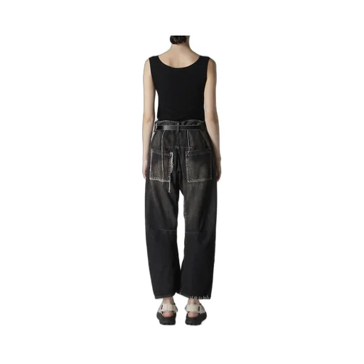 Spotted Denim Wide Leg Gusset Pants