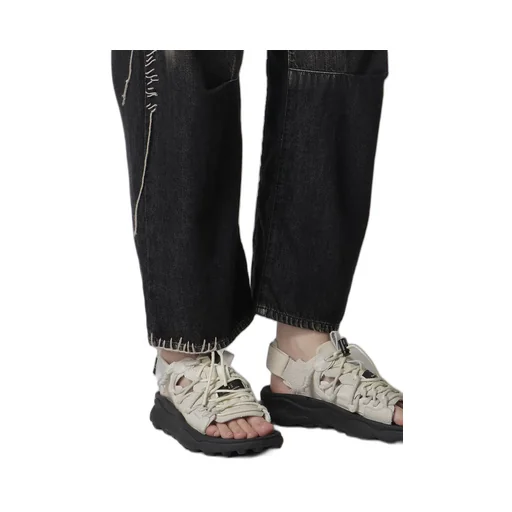 Spotted Denim Wide Leg Gusset Pants