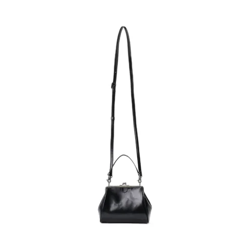 Semi-Matte Leather Shoulder Bag W/ Metal Clasp