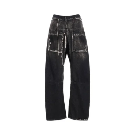 Spotted Denim Wide Leg Gusset Pants