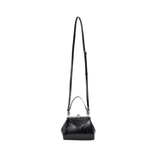Semi-Matte Leather Shoulder Bag W/ Metal Clasp