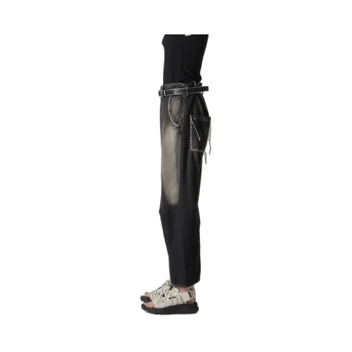 Spotted Denim Wide Leg Gusset Pants