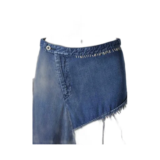 Spotted Denim Flare Skirt With Gusset