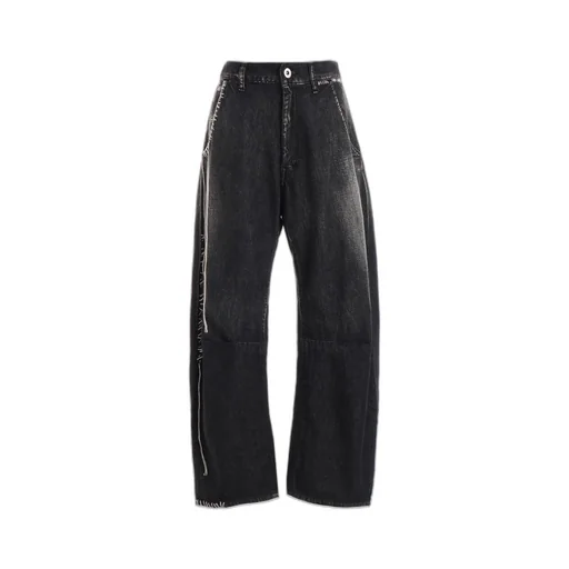 Spotted Denim Wide Leg Gusset Pants