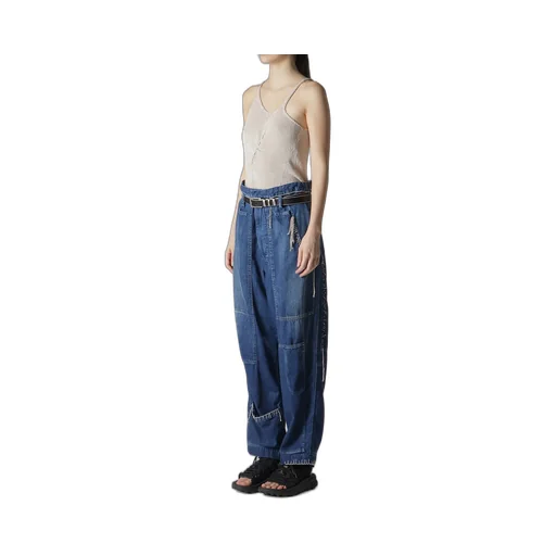 Spotted Denim Patched-Pocket Pants