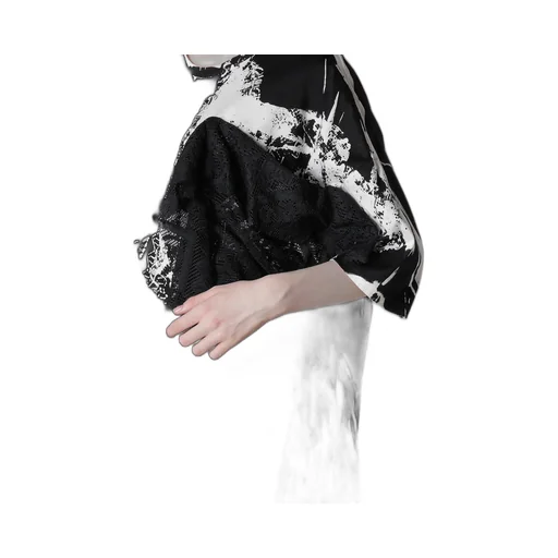 Cotton Lace/Print Big Pocket Pullover