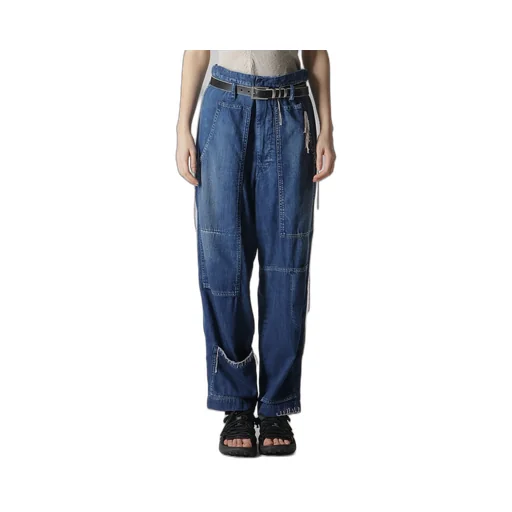 Spotted Denim Patched-Pocket Pants